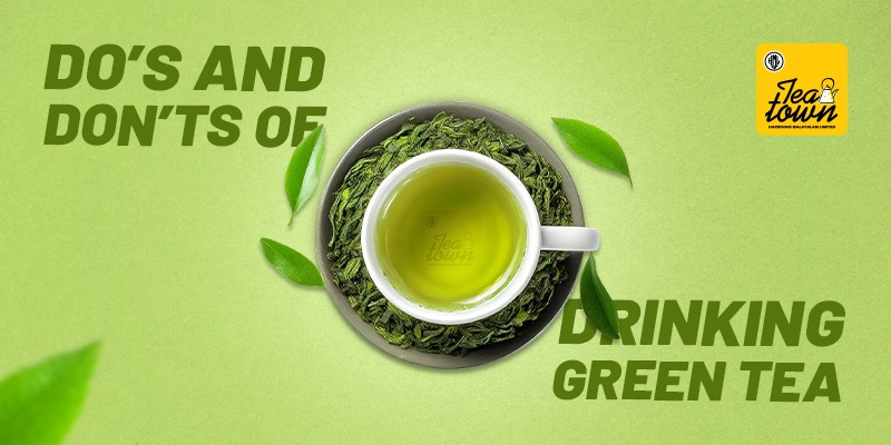 drinking green tea