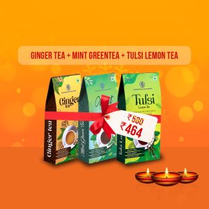 Ginger Tea Mint Green Tea And Tulsi Lemon Tea Combo